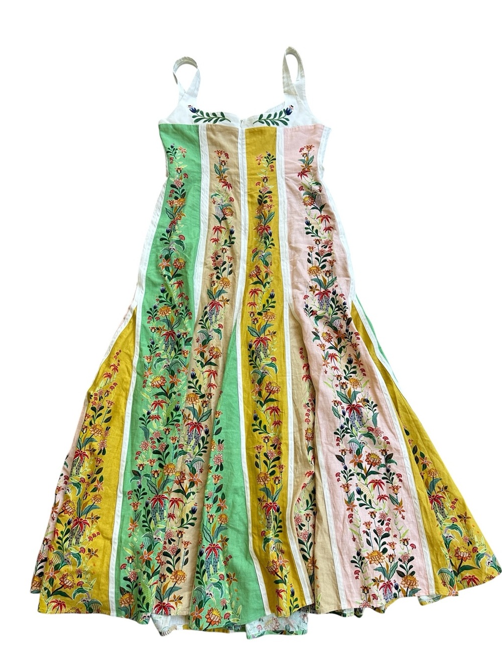 NWT FARM Rio Delicate Floral Stripes Linen Maxi Corset Dress L - Picture 12 of 13